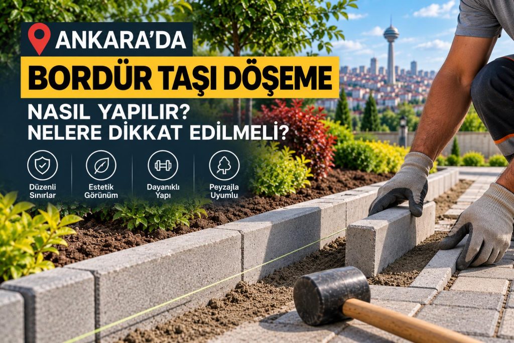 Ankara bordür taşı döşeme uygulaması ve bahçe yürüyüş yolu
