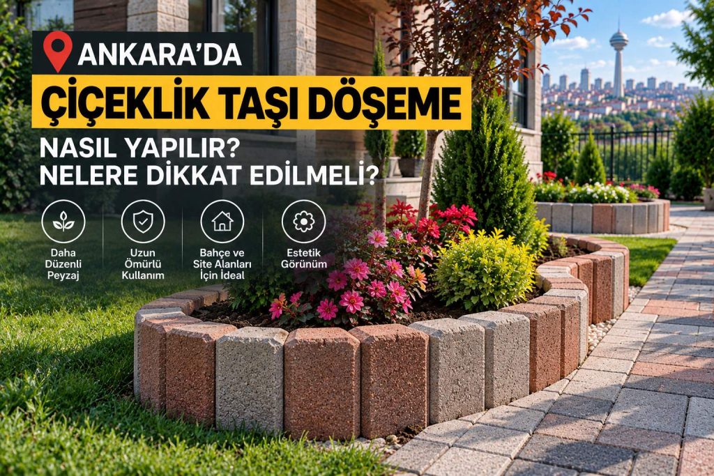 Ankara çiçeklik taşı döşeme uygulaması ve bahçe peyzaj alanı